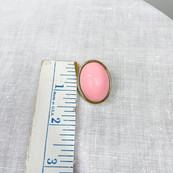 Vintage 80s Earrings Pink Gold Chunky 80s VTG Original Clip On Earrings Vintage - Picture 8 of 9